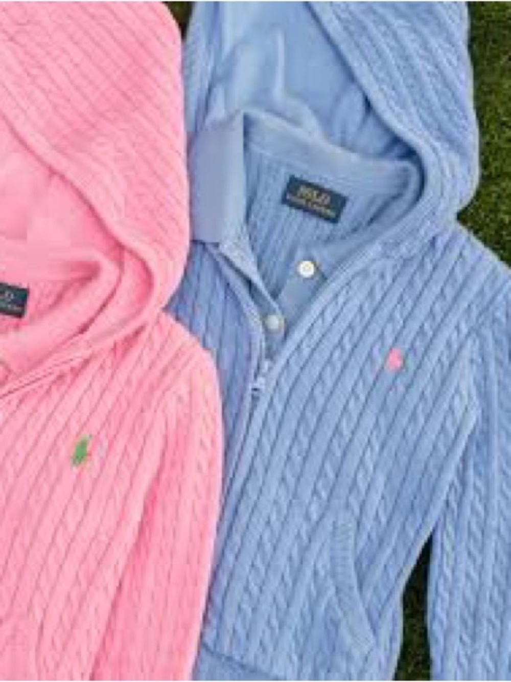 Ralph Lauren vintage cable knit zipper sweater with hood